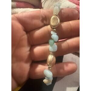 aquamarine and amazonite gold plated bracelet